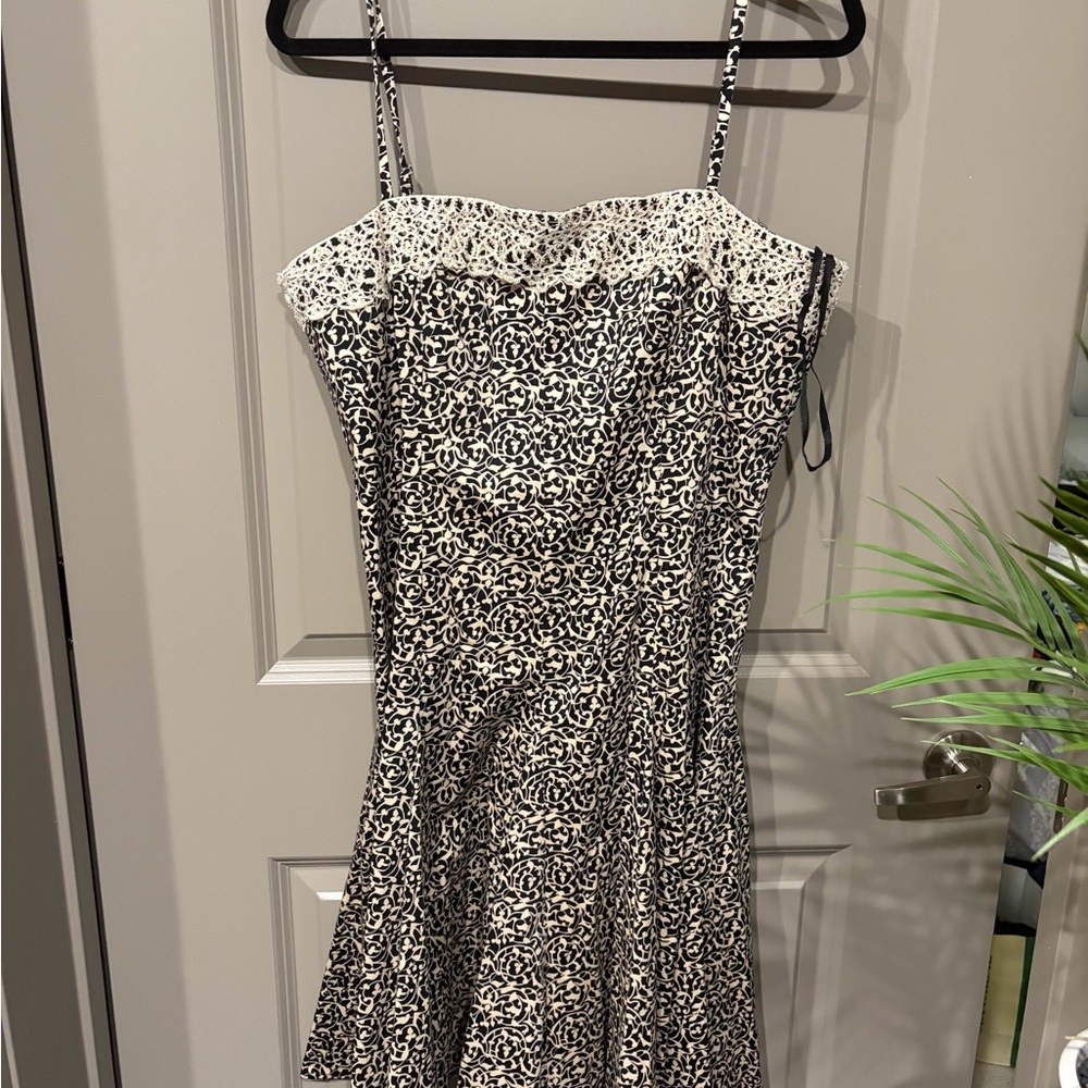 Nine West Black & Cream Printed Spaghetti Strap Dress